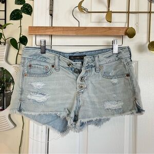 Abercrombie & Fitch Light Blue Distressed Denim Cutoff Shorts